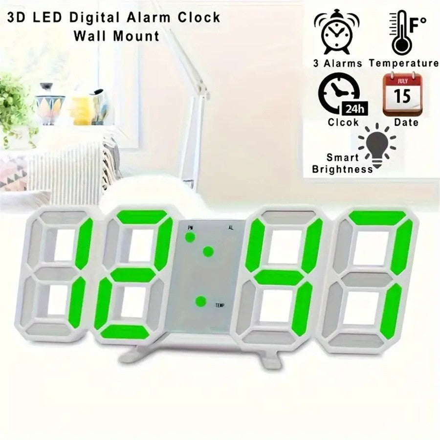 3D LED Digital Clock Wall Decoration Glow Night Mode Decoration for Bedroom Adjustable Electronic Watch Room Decor Aesthetics