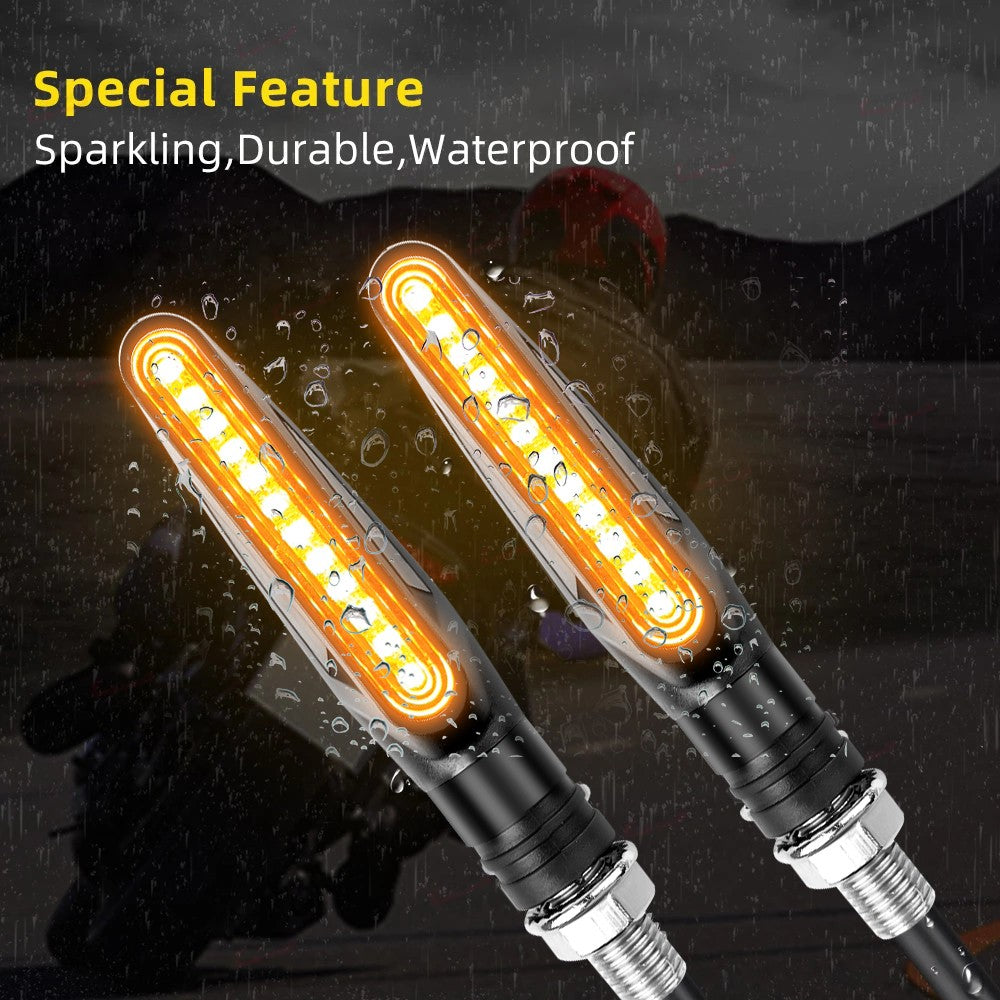 2PCS Sinais de Direção LED para Motocicleta Luz 12 SMD Pisca Traseiro Fluxo de Água Pisca-Pisca IP68 Flexível Luzes Piscantes para Motocicleta
