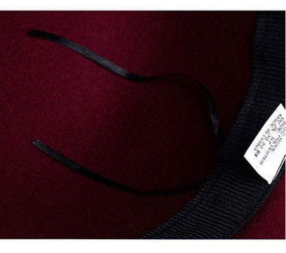 2022 Outono Inverno Fedoras Chapéu Feminino Elegante Vintage Laço Lã Chapéu Feminino Cúpula Feltro Casamento Igreja Boné Jazz Feminino Laço Cartola