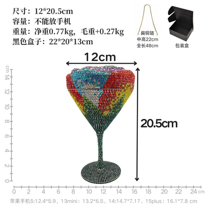 XIYUAN Women Luxury Branded Martini Crystal Evening Bag Elegant Cup Diamond Bridal Handbag Wedding Party Purses Lady Gift Clutch