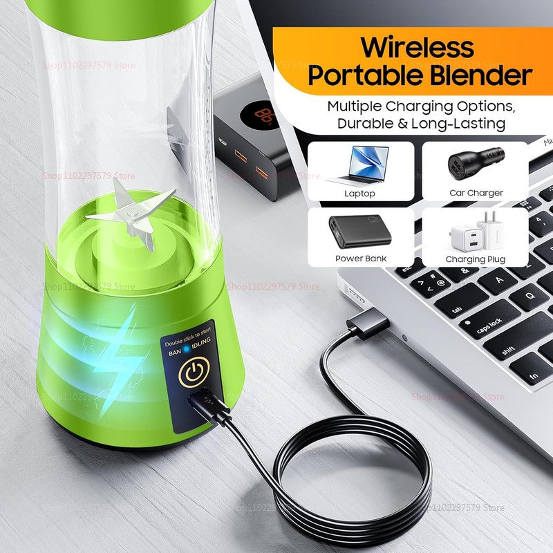 380ml Espremedor Elétrico Portátil Liquidificador de Smoothie USB Recarregável Processador de Alimentos Mini Misturador de Frutas para Viagem Cozinha Treino