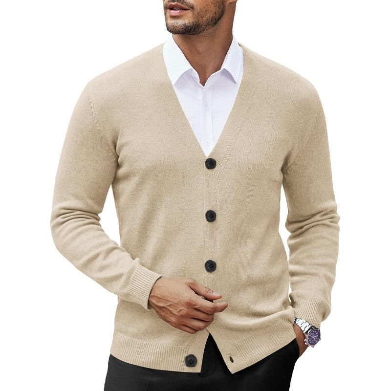 New Men's V Neck Cardigan Sweatcoats Casual Lightweight Button Down Knitted Cardigan Sweater Outdoor Streetwear