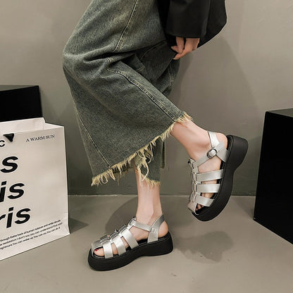 Summer Women's Sandals British Style Platform Women Casual Shoes Fashion Brand Beach Shoes 2024 High Quality Women Roman Sandals
