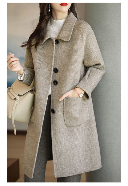 Plus Size Women's Thickened Woolen Coat Hot Sale Of The Season Autumn Winter New Style Small Size Korean Version Slimming Med...