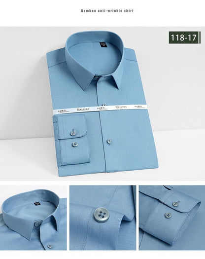 Men's white shirt long sleeved wedding business non ironing formal wear professional workwear casual wrinkle resistant shirt