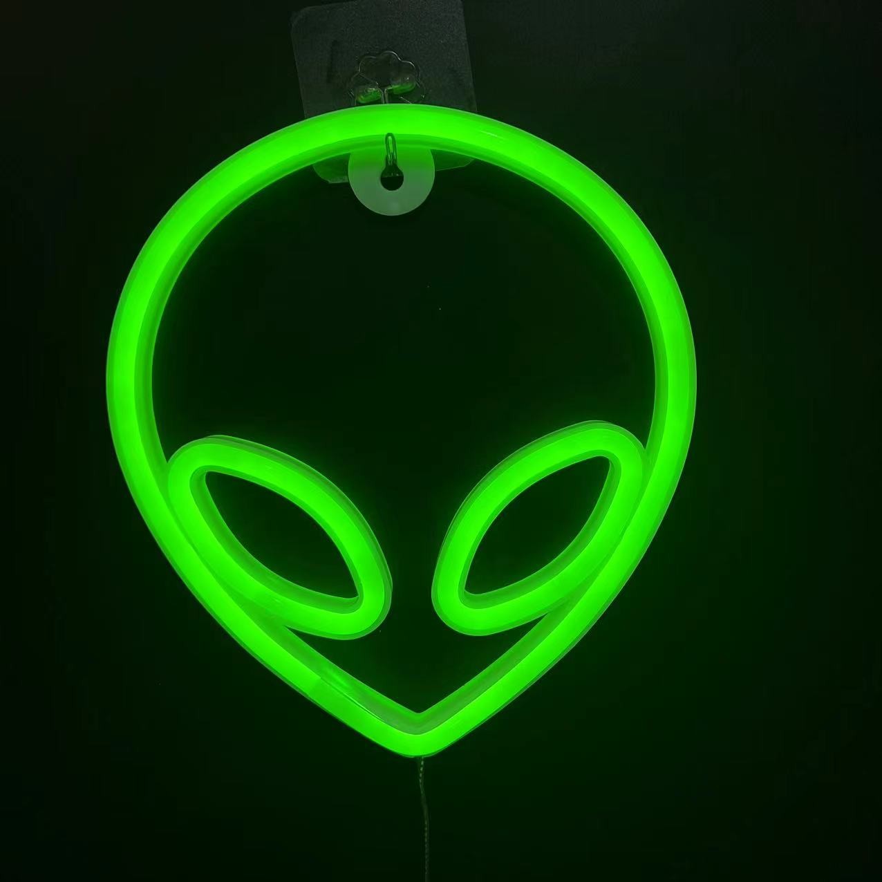 Neon Sign Alien Face Shaped Wall Hanging Lights for Home Game Room Saucerman  Plant LED Night Lamps Xmas Party Holiday Art Decor