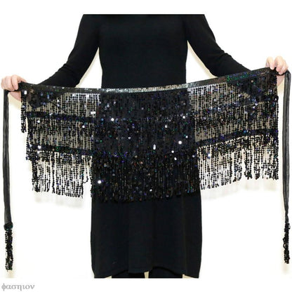 Sexy Women Belly Dance Hip Tutu Skirt Scarf Wrap Belt Glitter Sequins Tassel Hipscarf Skirt Sundress Costume Fringe Skirt Outfit