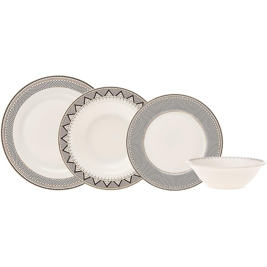 Aparelho de Jantar Globe de 24 Peças para 6 Pessoas, Conjunto de Louça de Cozinha para Salada, Sopa, Massa, Macarrão e Mais, Louça de Porcelana Moderna e Chique
