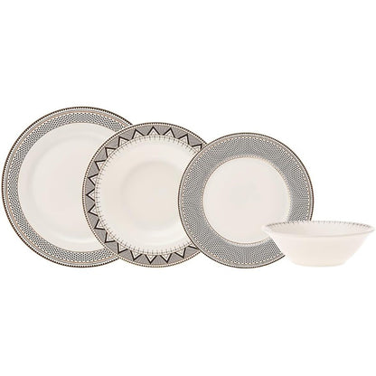 Aparelho de Jantar Globe de 24 Peças para 6 Pessoas, Conjunto de Louça de Cozinha para Salada, Sopa, Massa, Macarrão e Mais, Louça de Porcelana Moderna e Chique