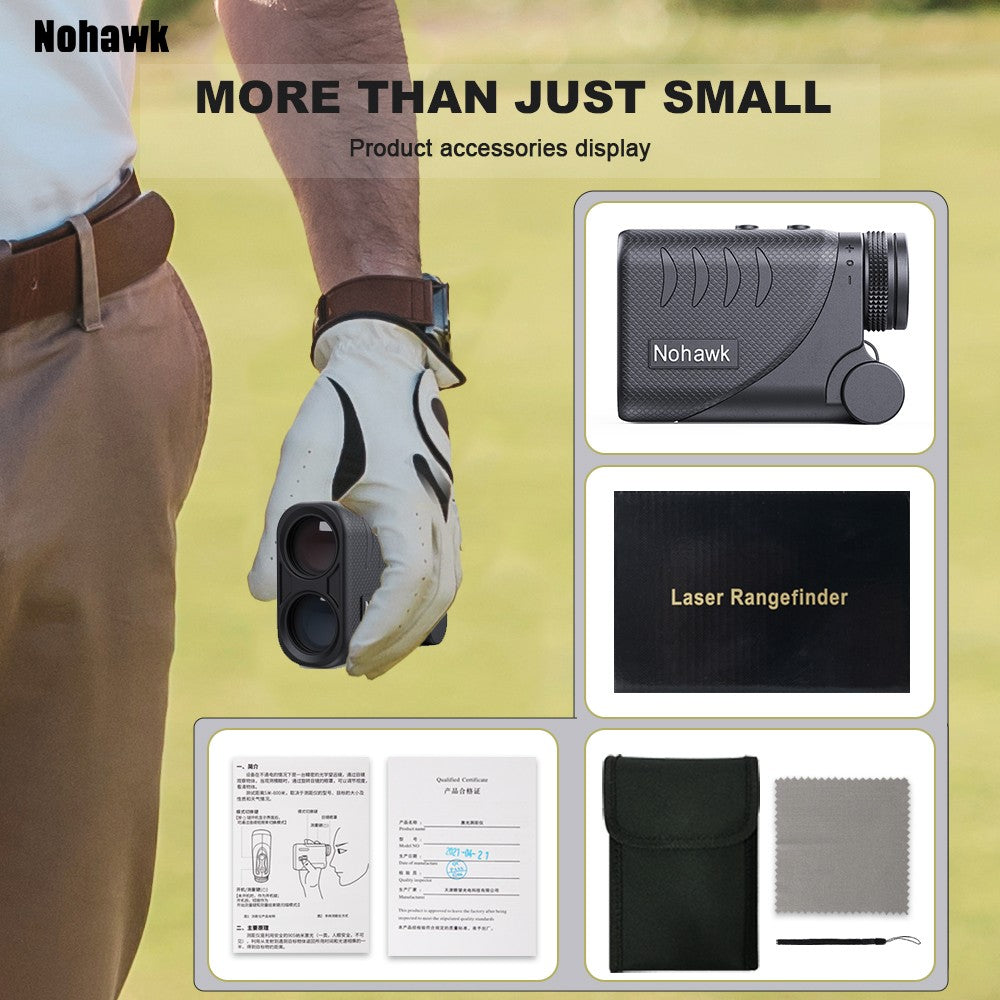 Telêmetro a laser multifuncional Nohawk para golfe com telemetria de inclinação e trava de bandeira para caça, construção, monocular