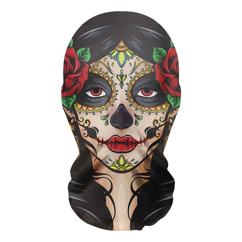 3D printed mask for role-playing full face covering elastic mesh printed mask fashionable Halloween makeup dance party headwear