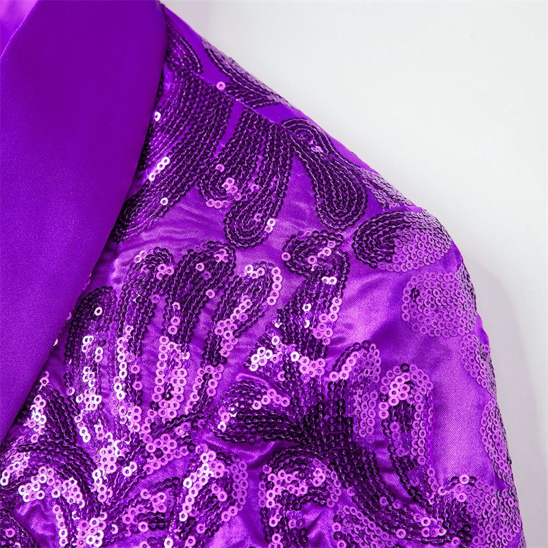 2025 New Men Sequined Suit Single Button Slim Fit Jacket Fashion Singer Bar KTV Stage Performance Luxurious Dress Blazers