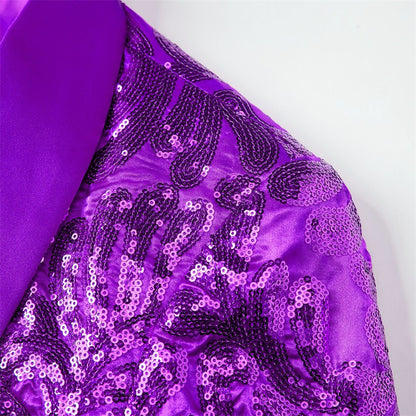 2025 New Men Sequined Suit Single Button Slim Fit Jacket Fashion Singer Bar KTV Stage Performance Luxurious Dress Blazers