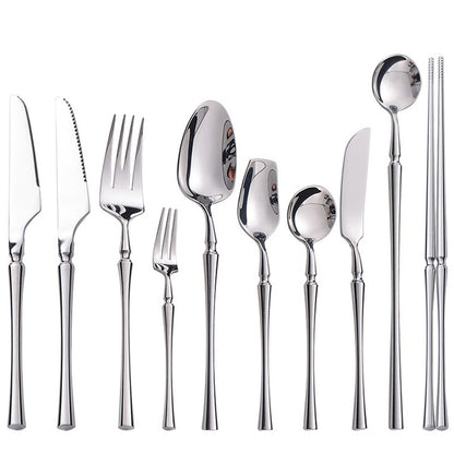 AJOYOUS Conjunto de Talheres Aço Inoxidável Polido Luxuoso Garfo Sobremesa Colher de Chá Faca Utensílios de Jantar Cozinha