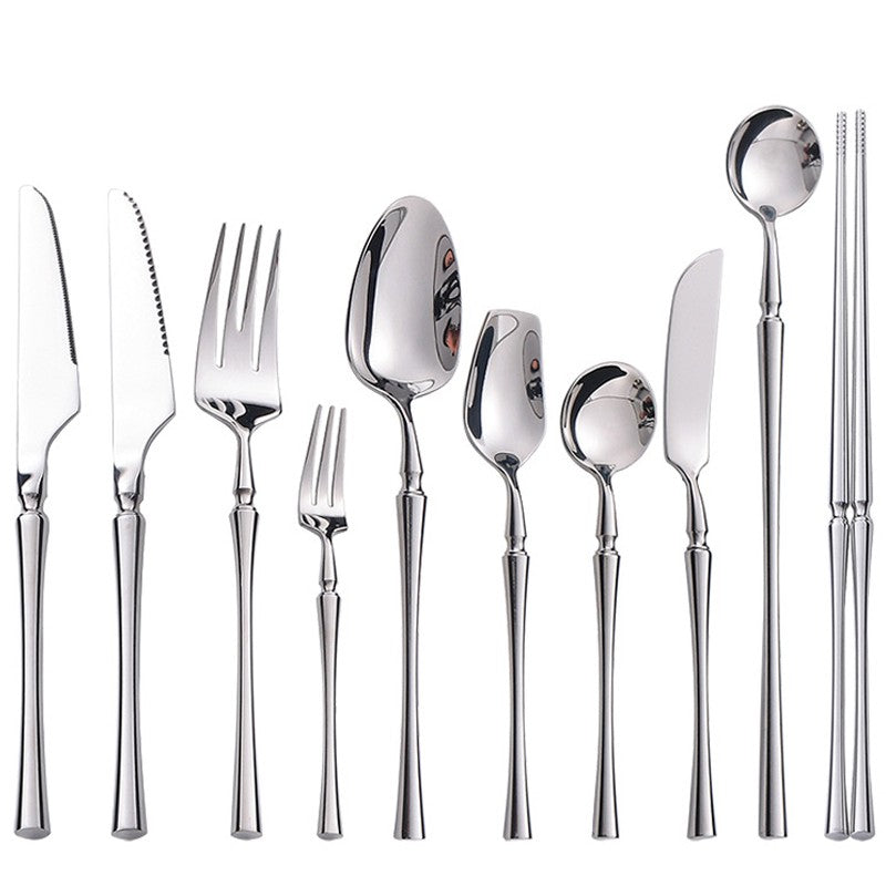 AJOYOUS Conjunto de Talheres Aço Inoxidável Polido Luxuoso Garfo Sobremesa Colher de Chá Faca Utensílios de Jantar Cozinha