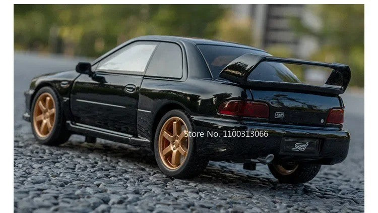 1:32 Subaru Impreza Modelo de Brinquedo de Carro Esportivo de Liga Leve, Carro Superesportivo em Miniatura Fundido com Luz e Som, Portas que Abrem e Fricção para Presentes Infantis