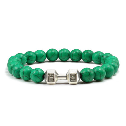 Pulseira Feminina/Masculina Ajustável Desgastada Preta, com Contas, Haltere, Joias de Yoga, Braceletes Originais