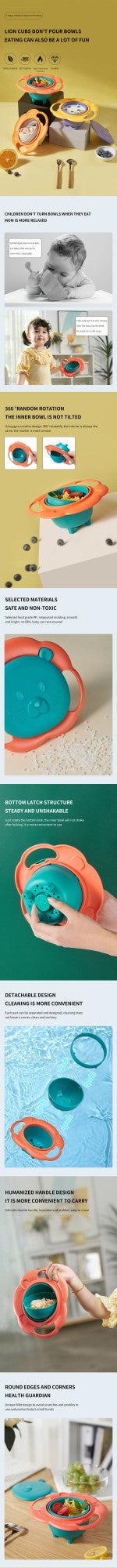 Baby Baby CHILDREN'S Bowl 360 Degree Rotation Gyro Bowl Lion Bowl Balance Bowl Do Not Pour Anti-scald and Anti-fall Eating Bowl