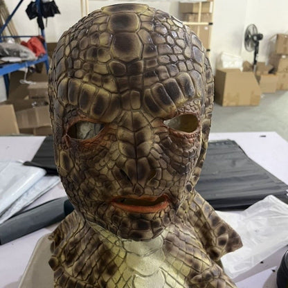 Lizard Man Realistic Snake Monster Mask Soft Reptile Texture Full Face Mask Latex Scary Snake Skin Headgear Adult Unisex
