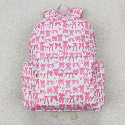 Mochila Rosa com Laço para Crianças, Mochila Escolar para Meninas com Design de Laço, Acessórios Educacionais Infantis13*5*17 polegadas