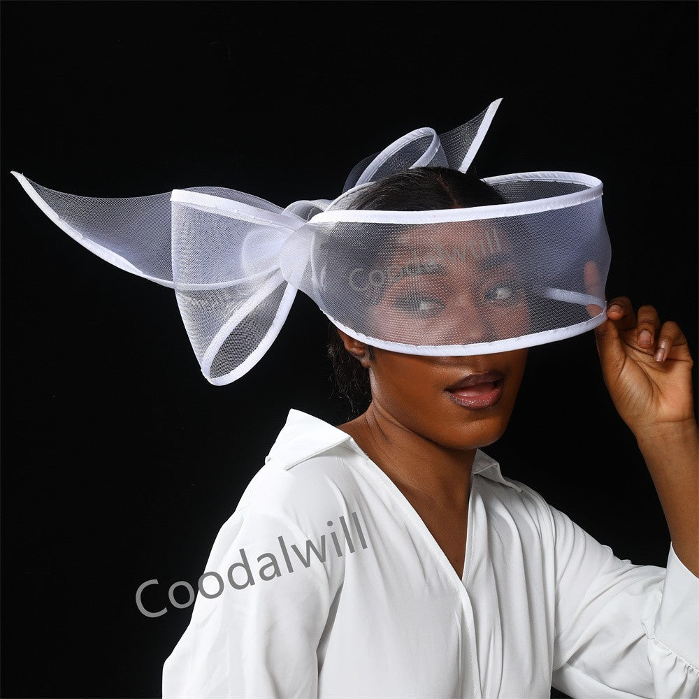Fascinator de Véu Branco Elegante Chapéu Feminino para Kentucky Derby Evento de Corrida Adorno de Cabeça de Moda Boné de Rede Chapeau para Eventos Femininos