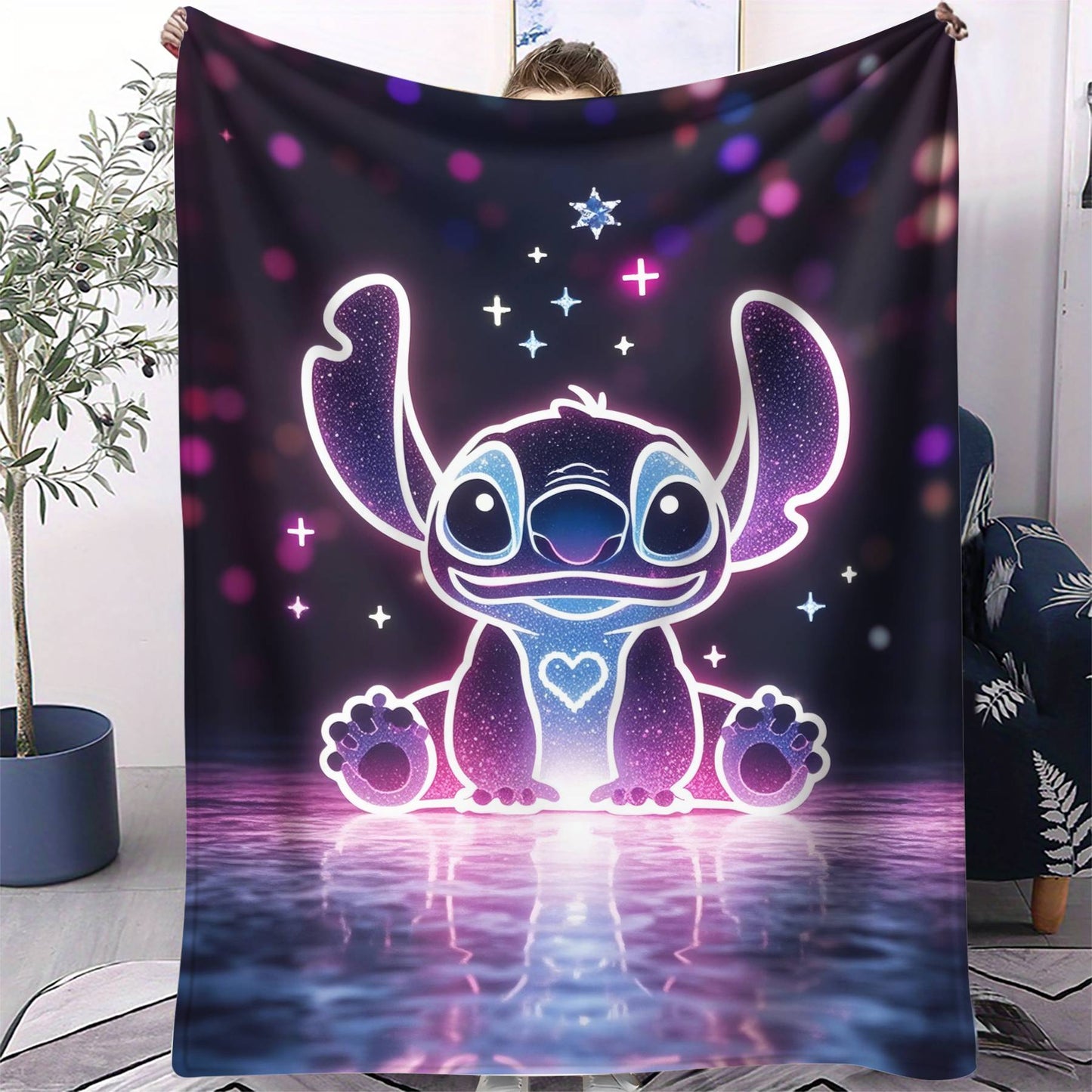 Disney Dream Stitch Print Blanket Multifunctional Flannel Blanket Birthday Gift for Home Outdoor Travel Camping Nap Cover