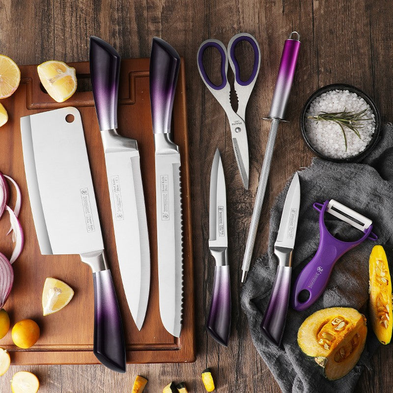 ZENG Conjunto de Facas de Cozinha 9 peças Aço Inoxidável Afiadas Facas de Chef Antiaderentes com Afiador para Cortar Fatiar Picar