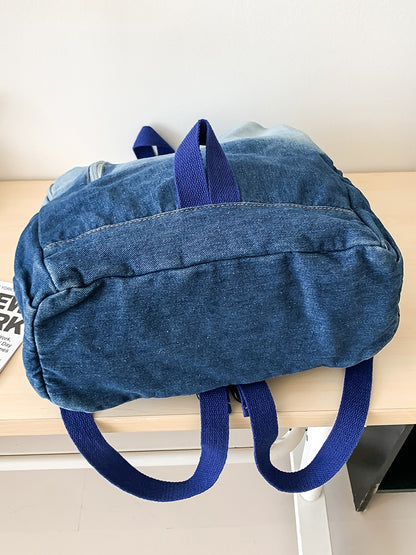 Men's and Women's Backpacks, Student Schoolbags, Large-Capacity Washed Denim Bags