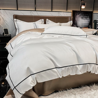 Lençol de Cima Bordado 100% Algodão Egípcio Sedoso Conjunto de Cama Lençol de Cima Queen King Size