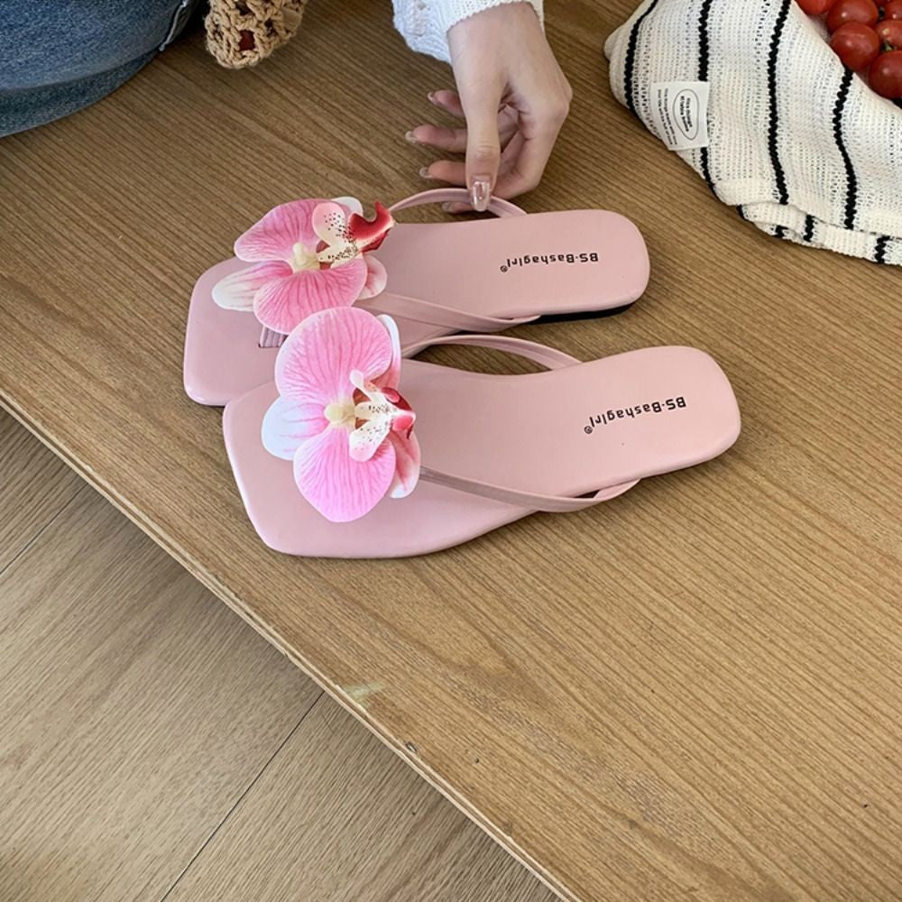 Daily Sweet Butterfly Orchid Slipper Summer Vacation Flower Flip Flops Elegant Out Wear Women's Sandals Ladies/Girls