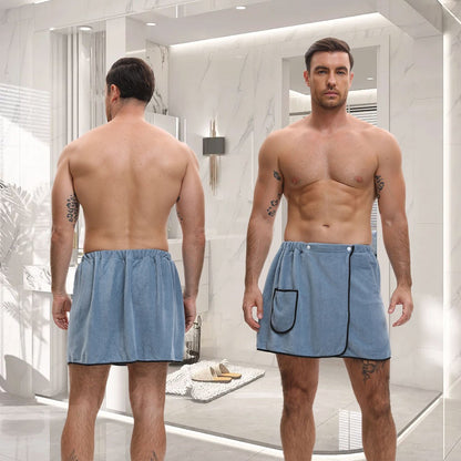 Saia de Banho Masculina de Hotel, Doméstica, Simples, Fibra Fina Ajustável, Tamanho Adequado para Homens com Peso Inferior a 90 KG.
