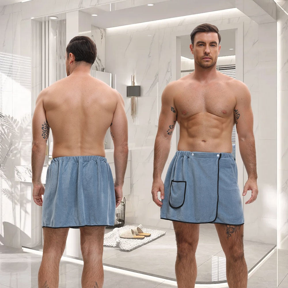 Saia de Banho Masculina de Hotel, Doméstica, Simples, Fibra Fina Ajustável, Tamanho Adequado para Homens com Peso Inferior a 90 KG.