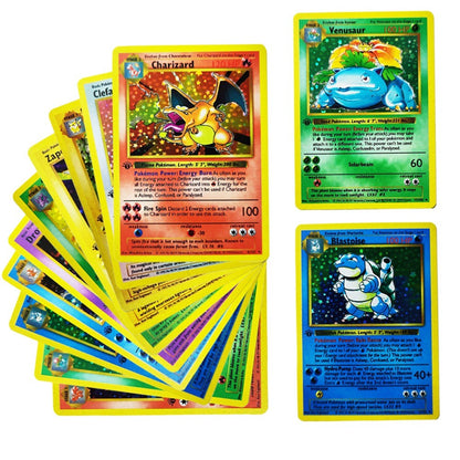 Cartas Colecionáveis Pokémon 1996 1ª Edição Flash Cards Charizard Blastoise Jogo DIY PTCG Jogo Anime Cartas Feitas à Mão Brinquedos de Presente