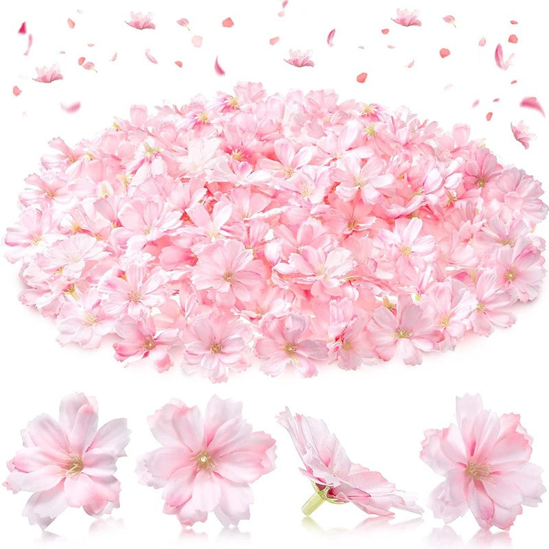 50/100Pcs 4.5cm Artificial Flowers Silk Plum Blossom Heads for Wedding Home Decoration Bride Hair Brooch Wreath DIY Craft Gift