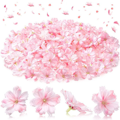 50/100Pcs 4.5cm Artificial Flowers Silk Plum Blossom Heads for Wedding Home Decoration Bride Hair Brooch Wreath DIY Craft Gift