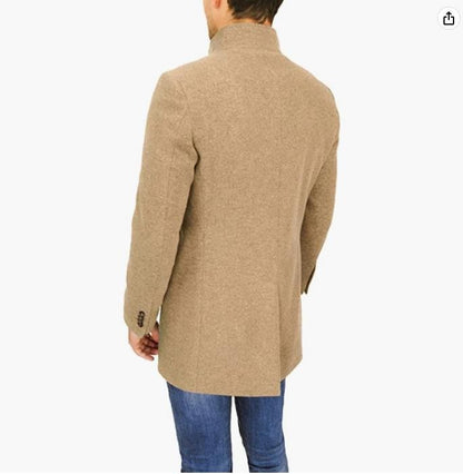 Elegant Jackets Man Single Breasted Man's Janket Solid Wool Blends Mid-length Trench Coat Long Men's Coat