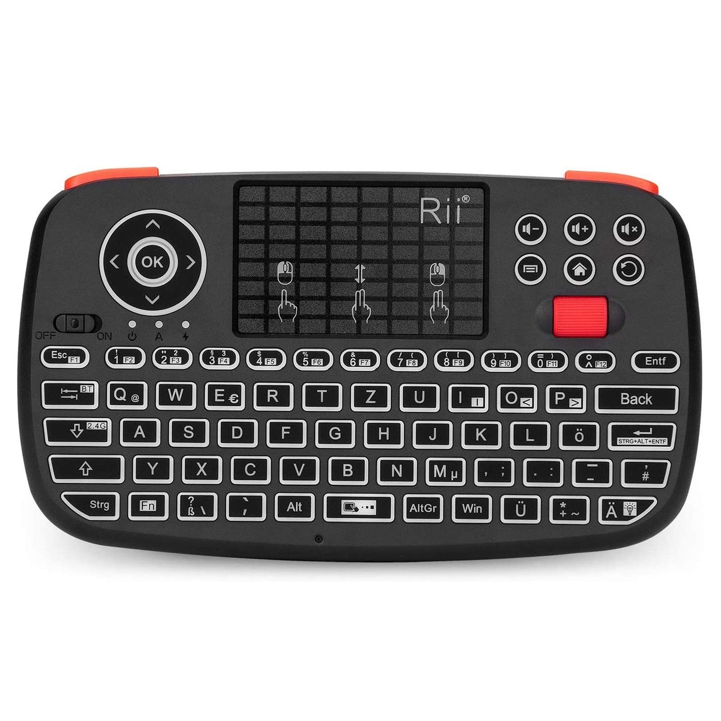 Teclado Sem Fio Bluetooth Rii i4 Mini Com Touchpad 2.4GHz Retroiluminado Mouse Controle Remoto Para Windows Android TV Box Smart TV