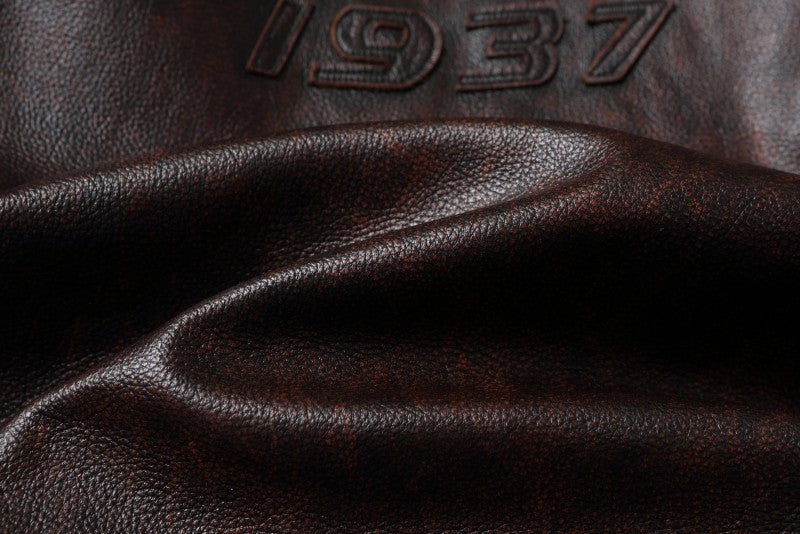 Fashionable Men's Motor Jacket Genuine Cow Leather Coat Male Outerwear Windbreaker Spring Autumn Cloth with Epaulet Brown