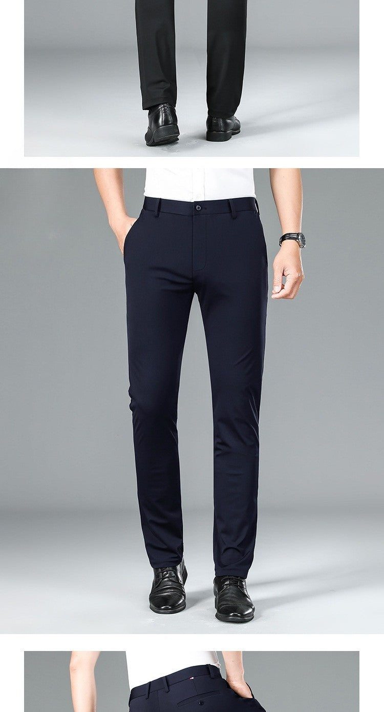 29-40 Men's Summer Pants Thin Straight Stretch Casual Pants with No Trace  khaki man trousers for work Fabric Silky Cool Feeling