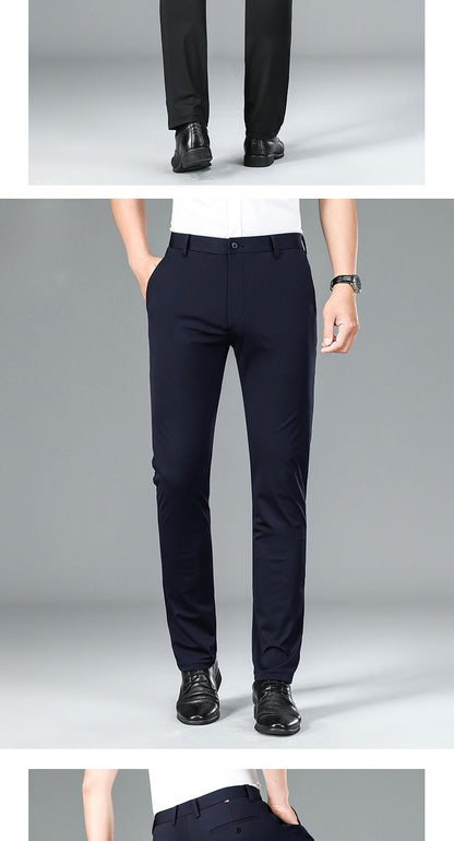 29-40 Men's Summer Pants Thin Straight Stretch Casual Pants with No Trace  khaki man trousers for work Fabric Silky Cool Feeling