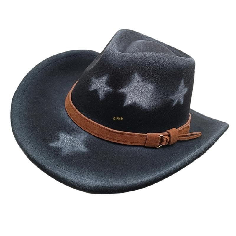 Homburg Cowboy Hats Old Fashion Porkpie Hat Stylish Panama Hat Belt Fedoras