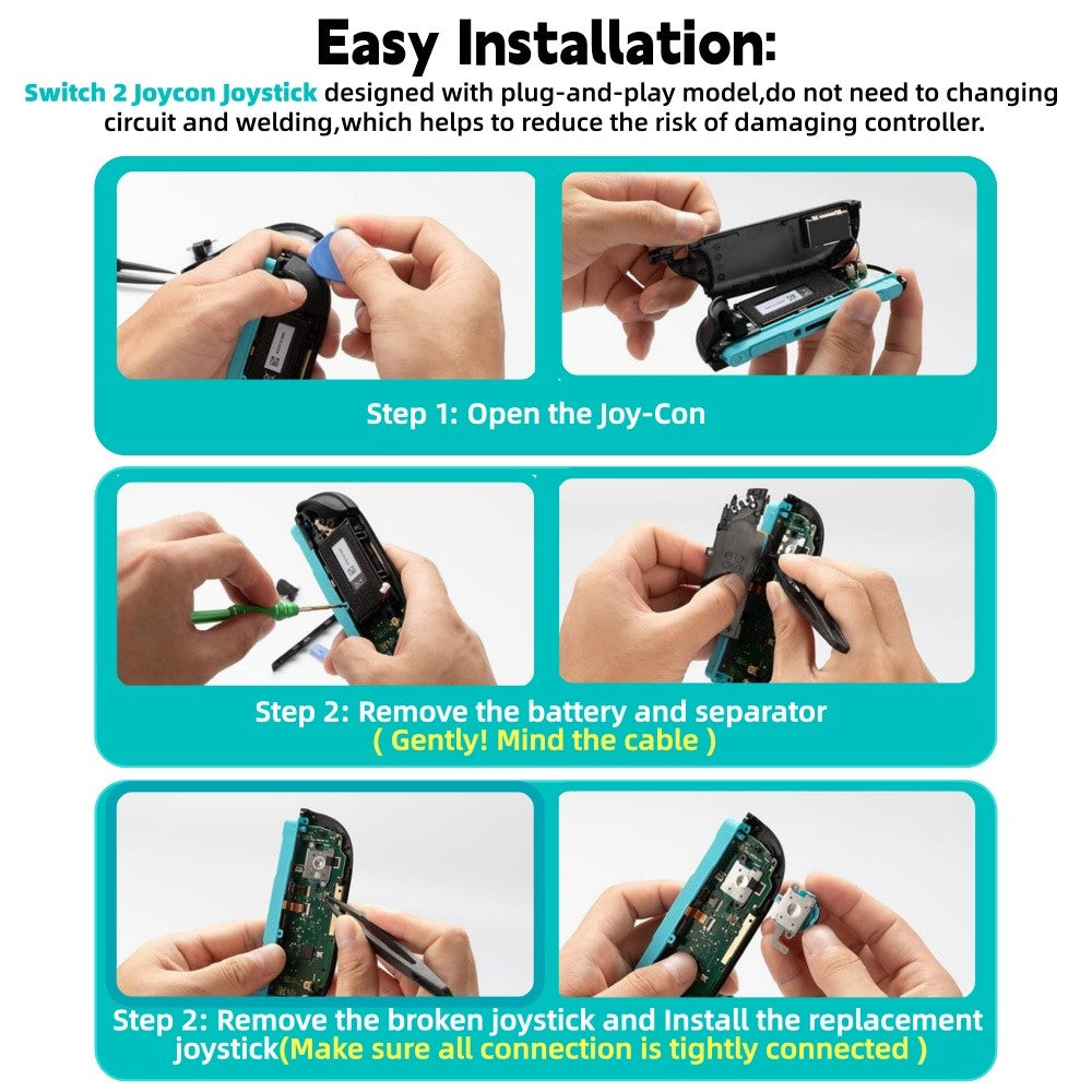 GINFULL TMR Effect Joystick New White Black For NS2 Switch 2 Controller 3D Analog Stick For Joy-Con 2 Replace Left Right Rocker