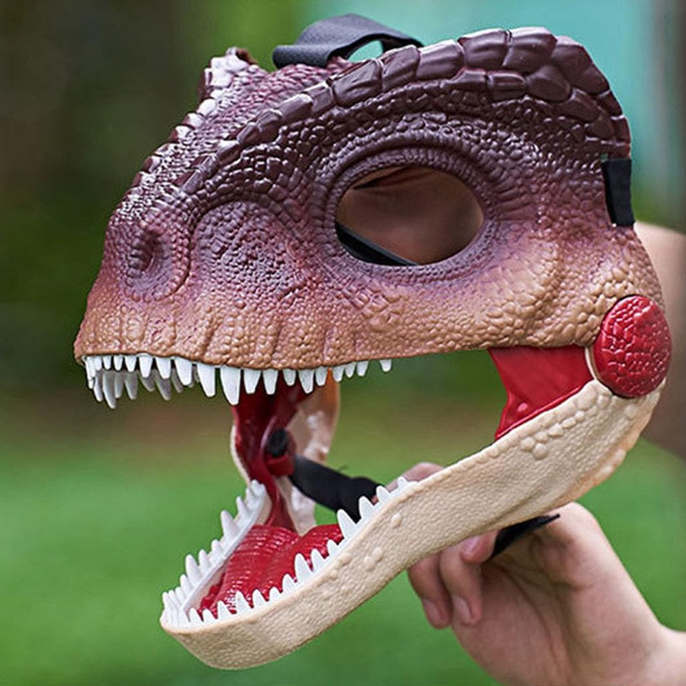 Moving Jaw Dino Mask with Dinosaur Scream Dinosaur Head Face Mask Lifelike Dinosaur Mask Headwear for Halloween Carnival Party