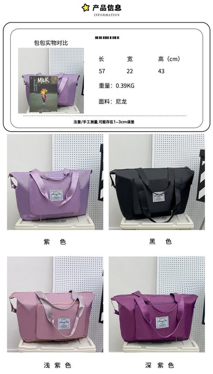 Double-layer expandable large-capacity luggage bag, new multi-functional foldable portable gym bag, sports travel bag-tan