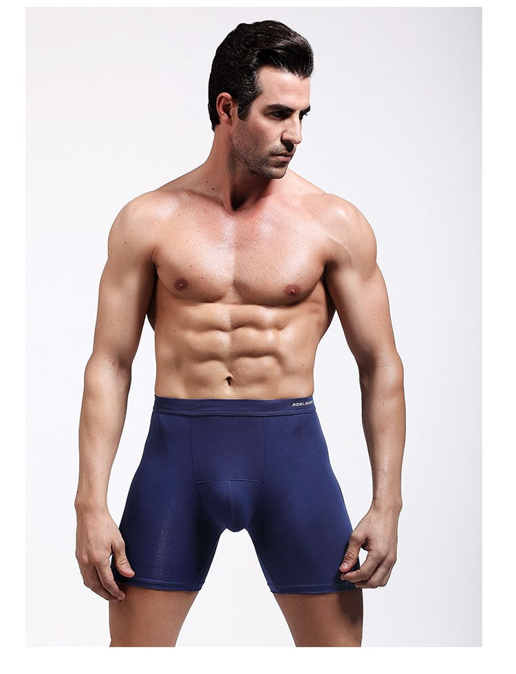 Men's Long Leg Boxer Briefs - Anti-Chafing, Breathable Modal Underwear, Quick-Dry Sports Compression Shorts for Running & Workou
