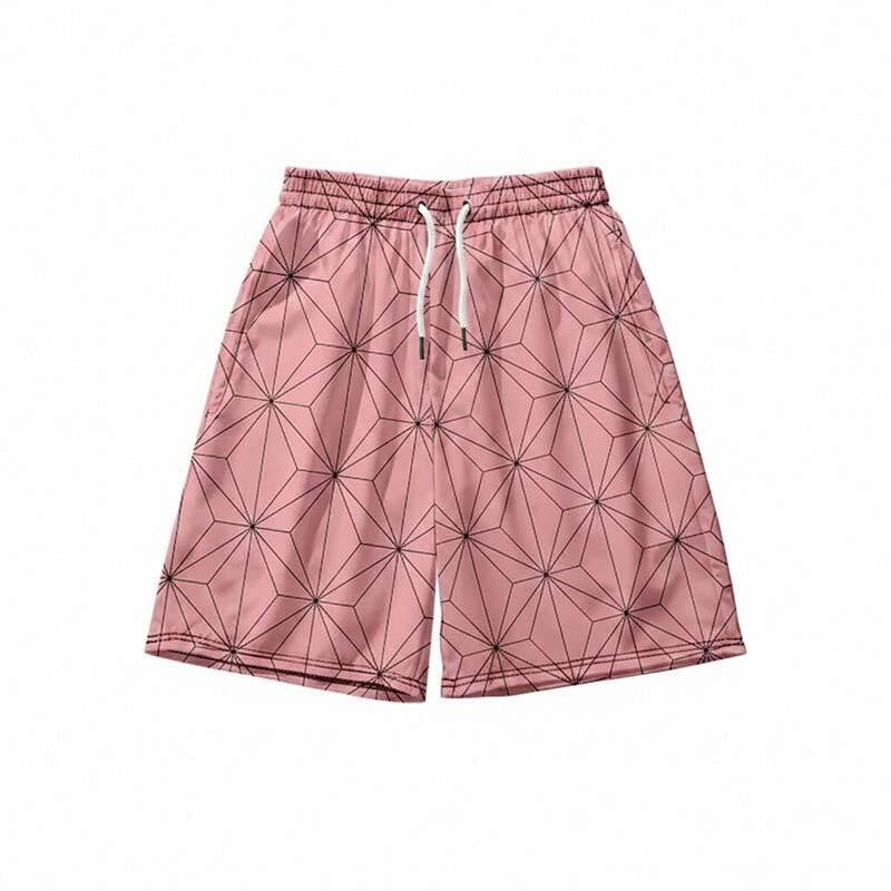 Anime Kamado Tanjirou Cosplay Shorts Tomioka Giyuu Kamado Nezuko 3D Print Beach Shorts Elastic Waist Outfits for Men