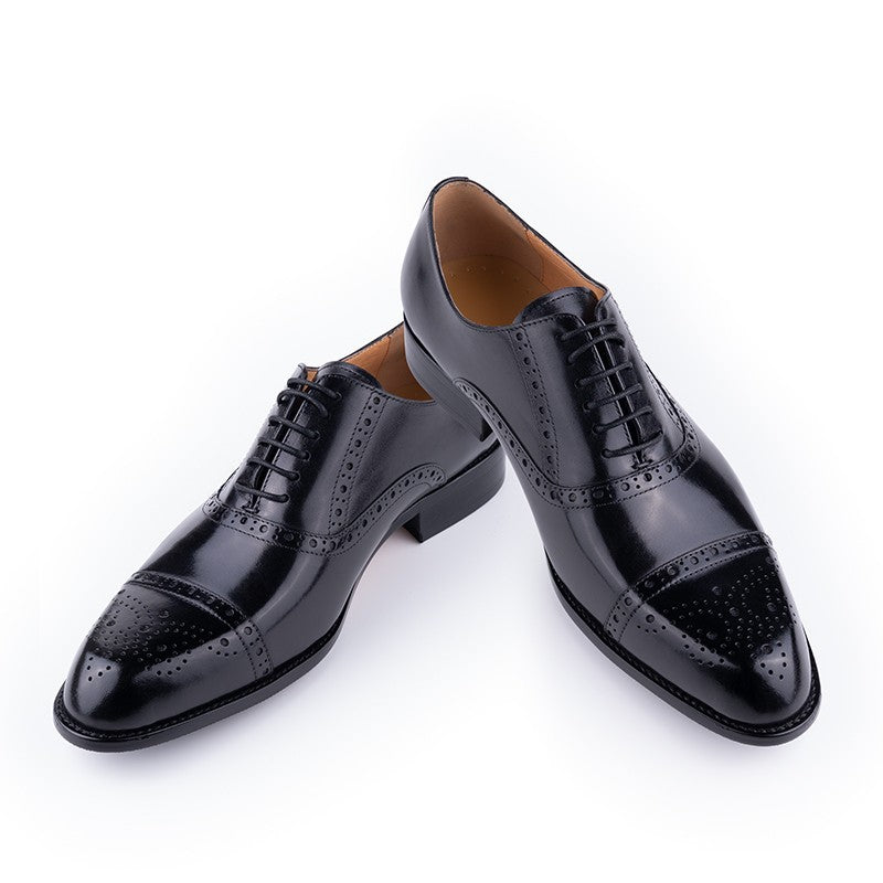 Classic Brogue Shoe Men's Business Suits Matches New Style Genuine Cowhide Handmade Formal Office Wedding Party Mans Dress Shoes