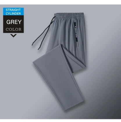 Ice Silk New Pants for Men's Summer Thin Style Sports Quick Dried Straight Leg Draping Wide Leg Pants Casual Long Pants for Men