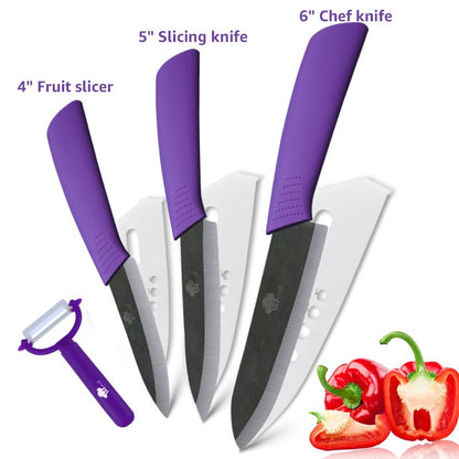 Conjunto de Facas de Cerâmica para Cozinha, 3 4 5 6 polegadas, Faca do Chef, Utilitária, para Fatiar, Cortar Frutas, Legumes, Comida de Bebê, para Descascar, Cabo Antiderrapante