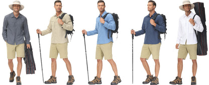 Summer Men's UPF 50+ Casual Long Sleeve Fishing Shirts, Lightweight Tactical Button Down Shirt with Breathable Back Mesh